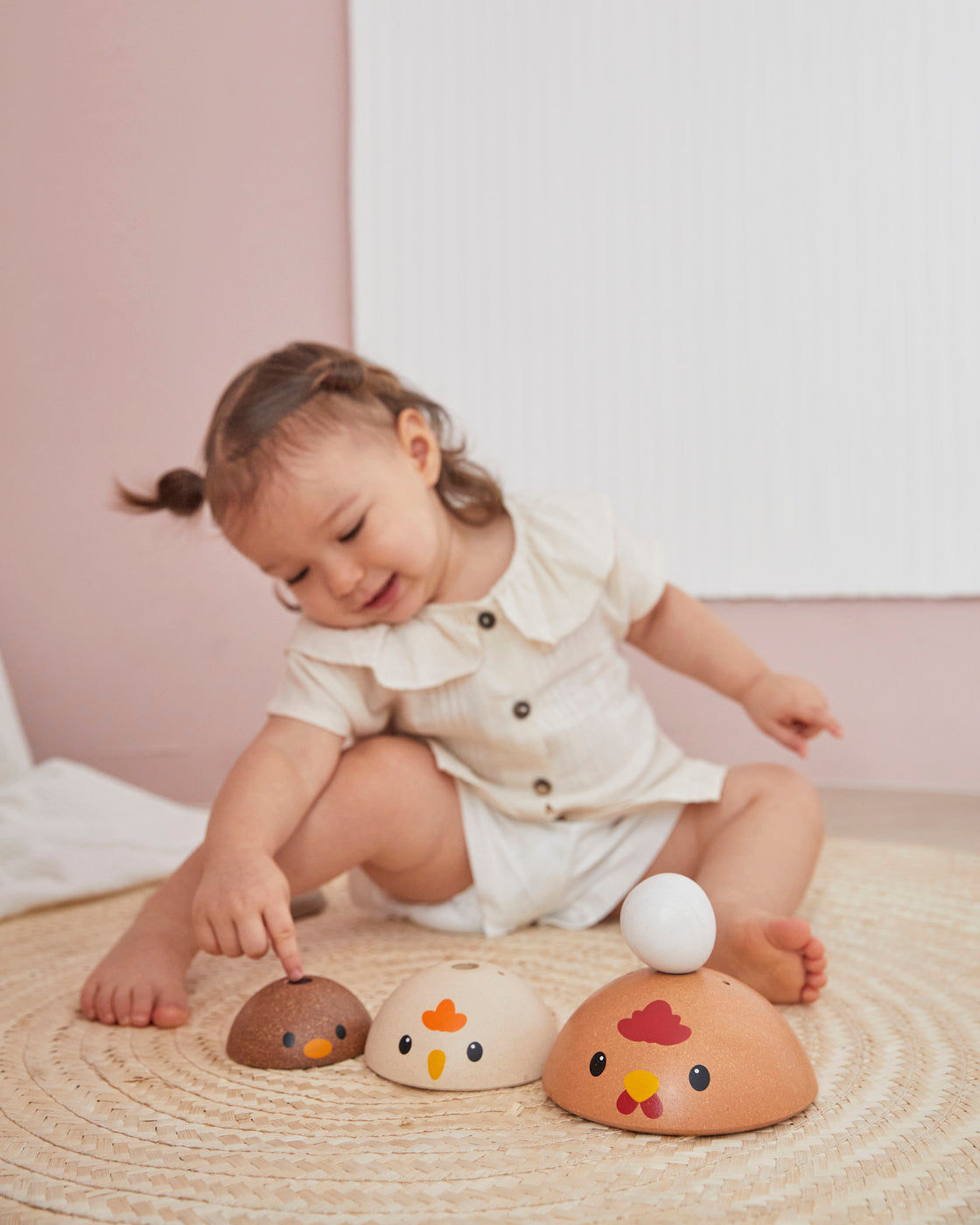 PlanToys Chicken Nesting — Modern Rustic | Wooden Nesting Toy