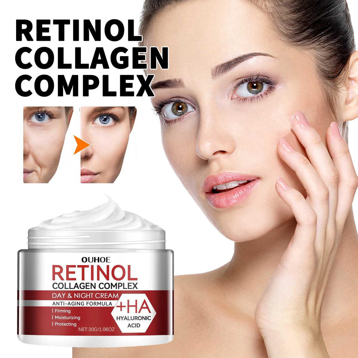 Deep Moisturizing Retinol Cream, Fade Fine Lines, Firm Skin, Anti-Aging, Hydrating ,30g
