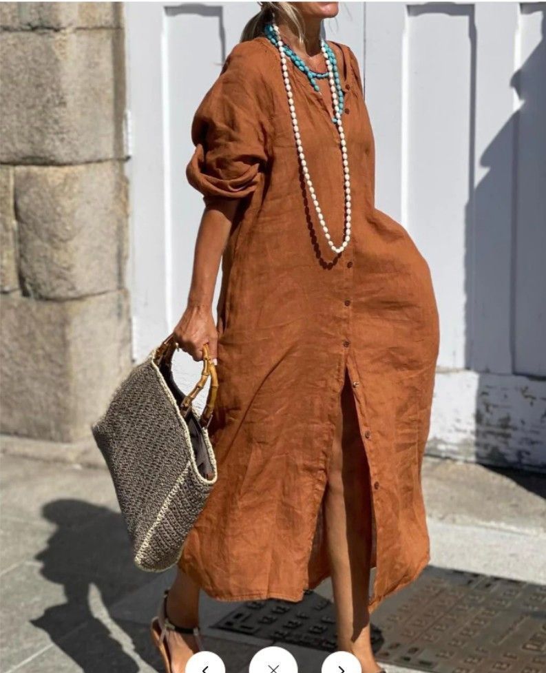 Women's Cotton-Linen Loose Long-Sleeve Button-Up Shirt