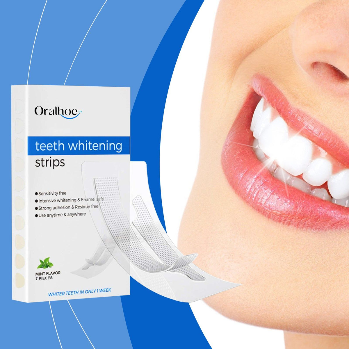 Brightening Teeth Whitening Strips, Fresh Breath, Deep Clean, Sensitive Safe ,7 pieces