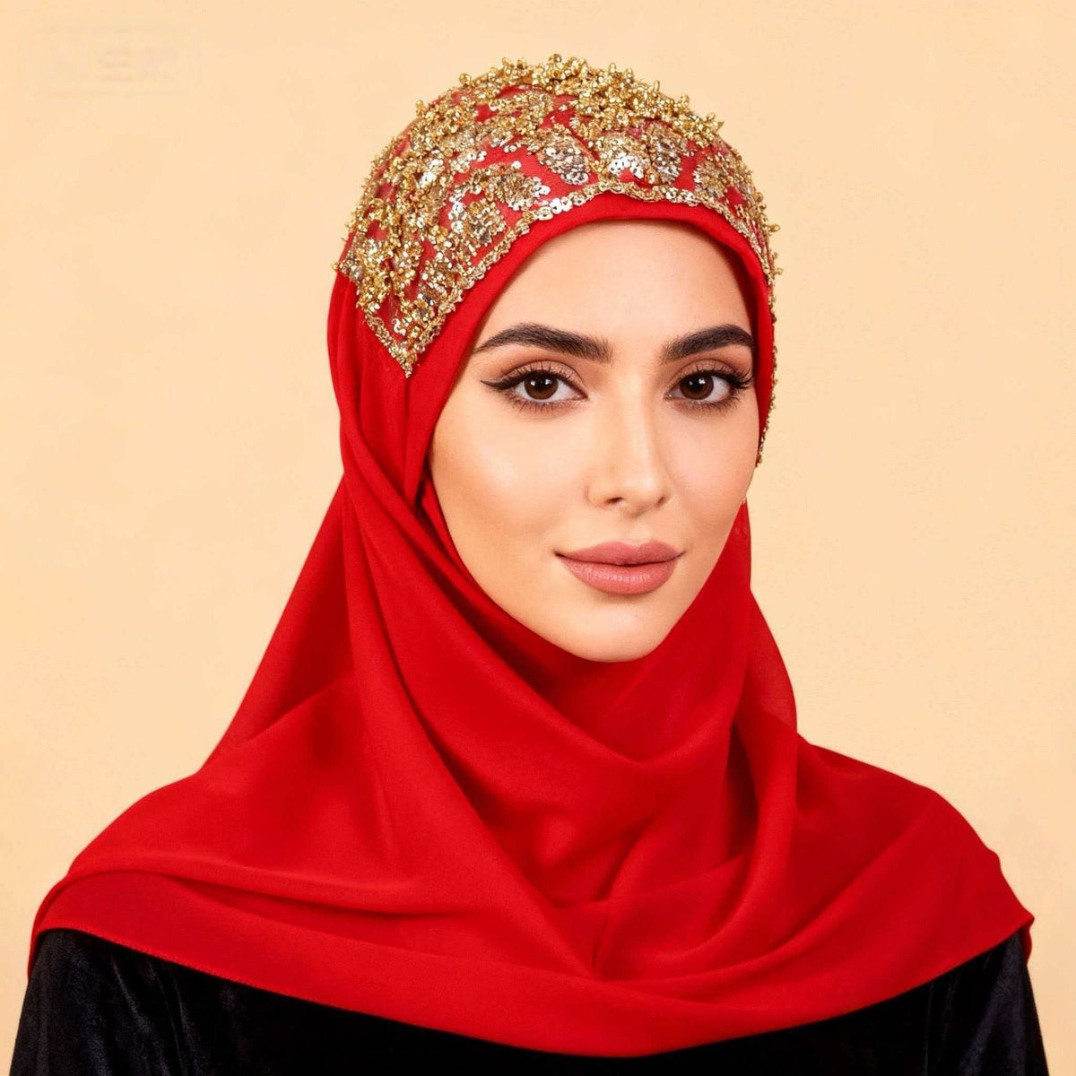 White Pearl Beaded Chiffon Hijab Scarf for Women Long Shawl