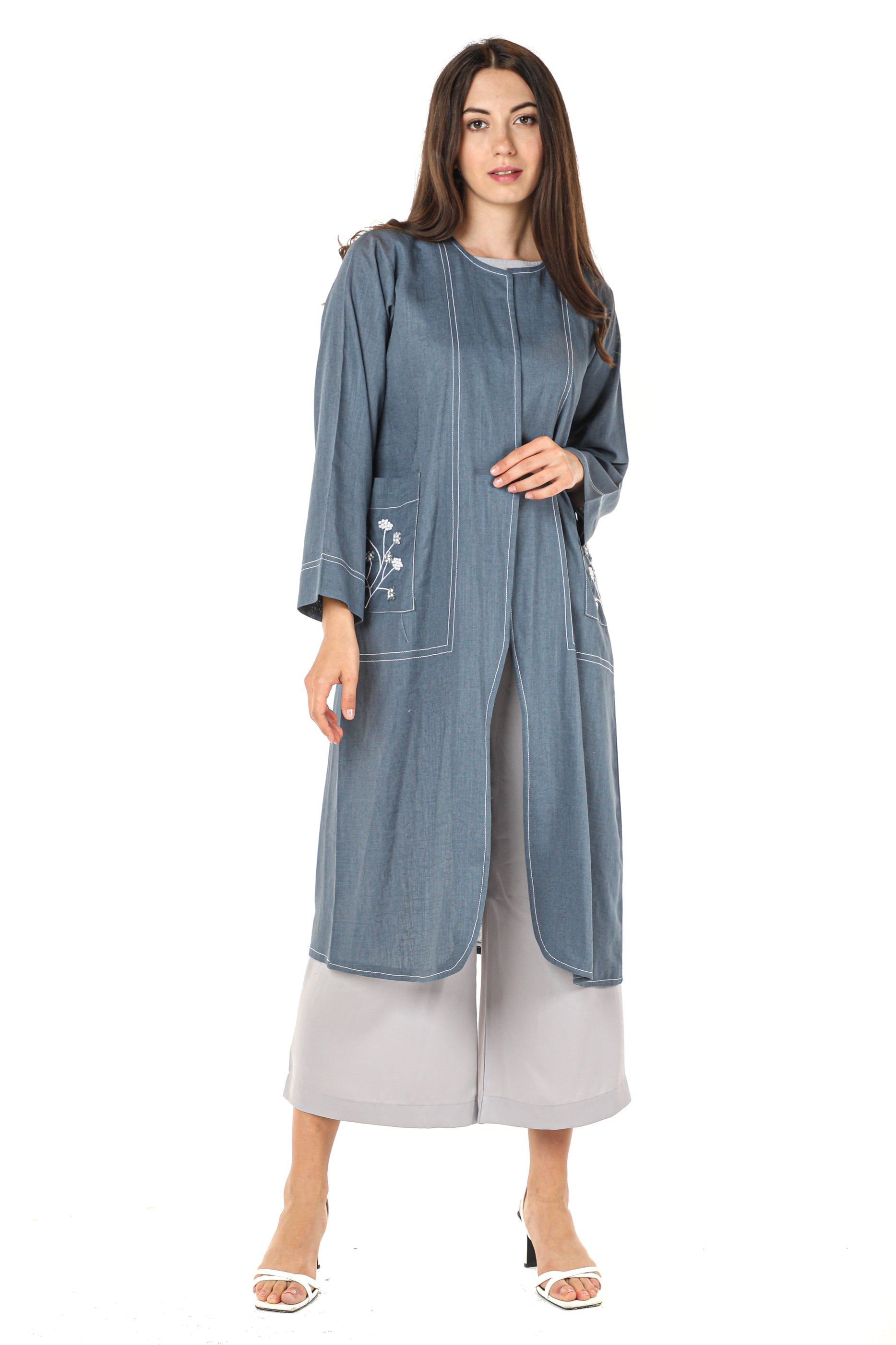 MOiSTREET Linen Fabric With Crepe Top And Pants