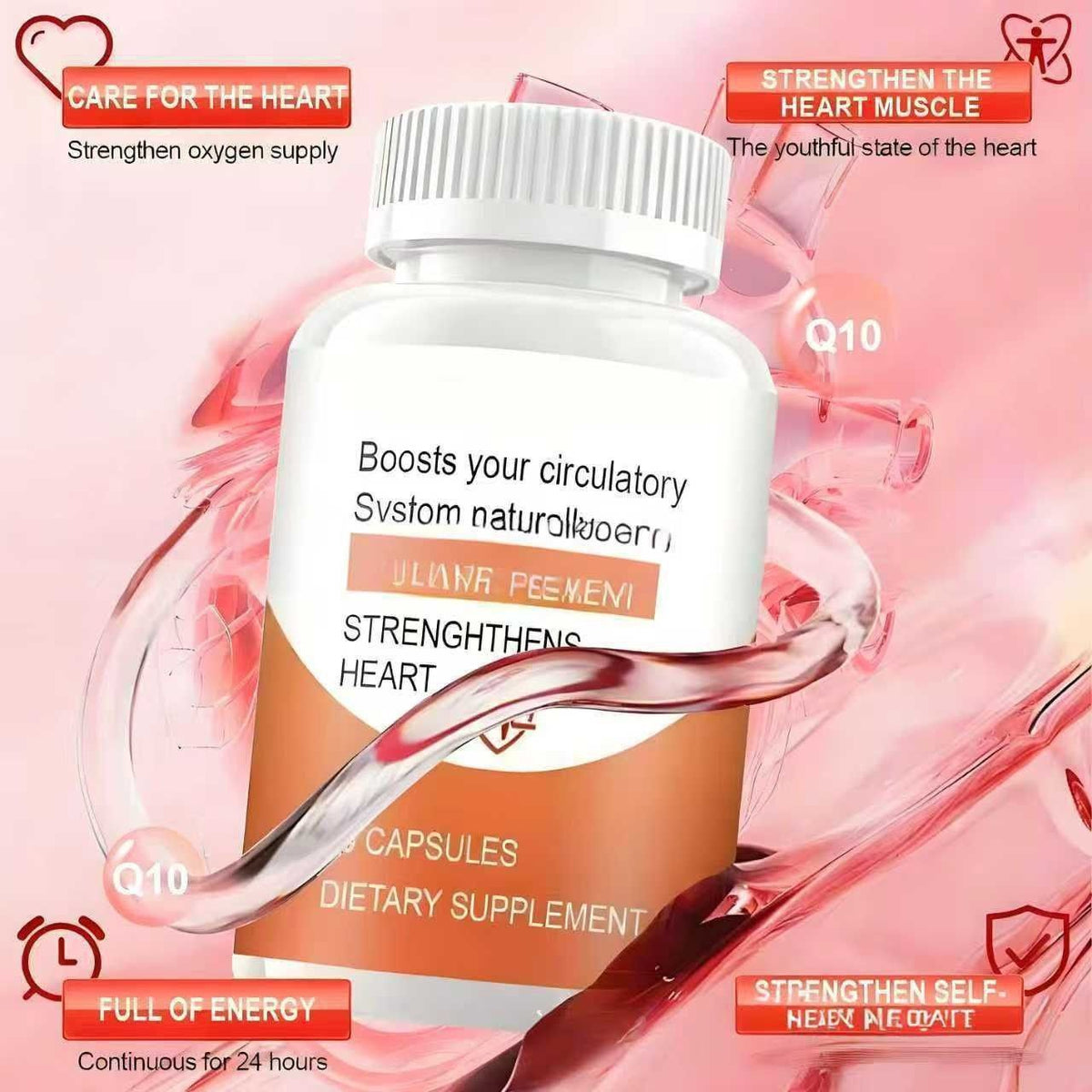 Heart Support Dietary Supplement Capsules, 30 Count - Promotes Circulatory Health & Immune Function, Antioxidant Formula
