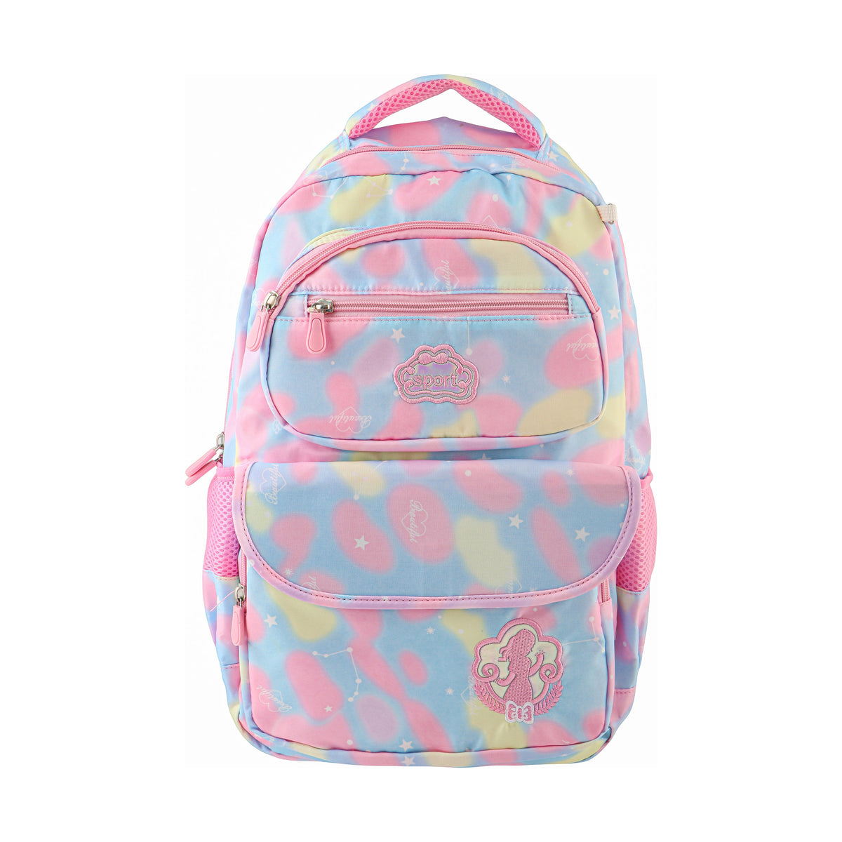 RSC C22 041, Girls School Backpack, Pastel Multicolor Printed Design, Pink