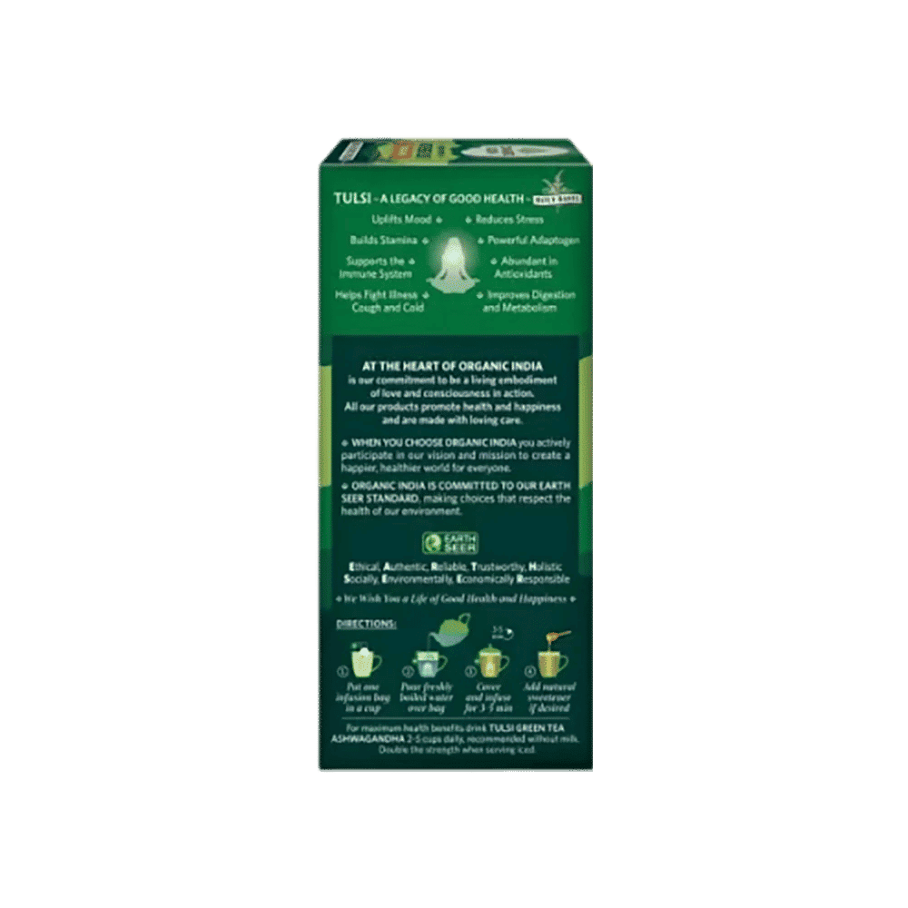 ORGANIC INDIA Tulsi Green Tea Ashwagandha 25 Tea Bags