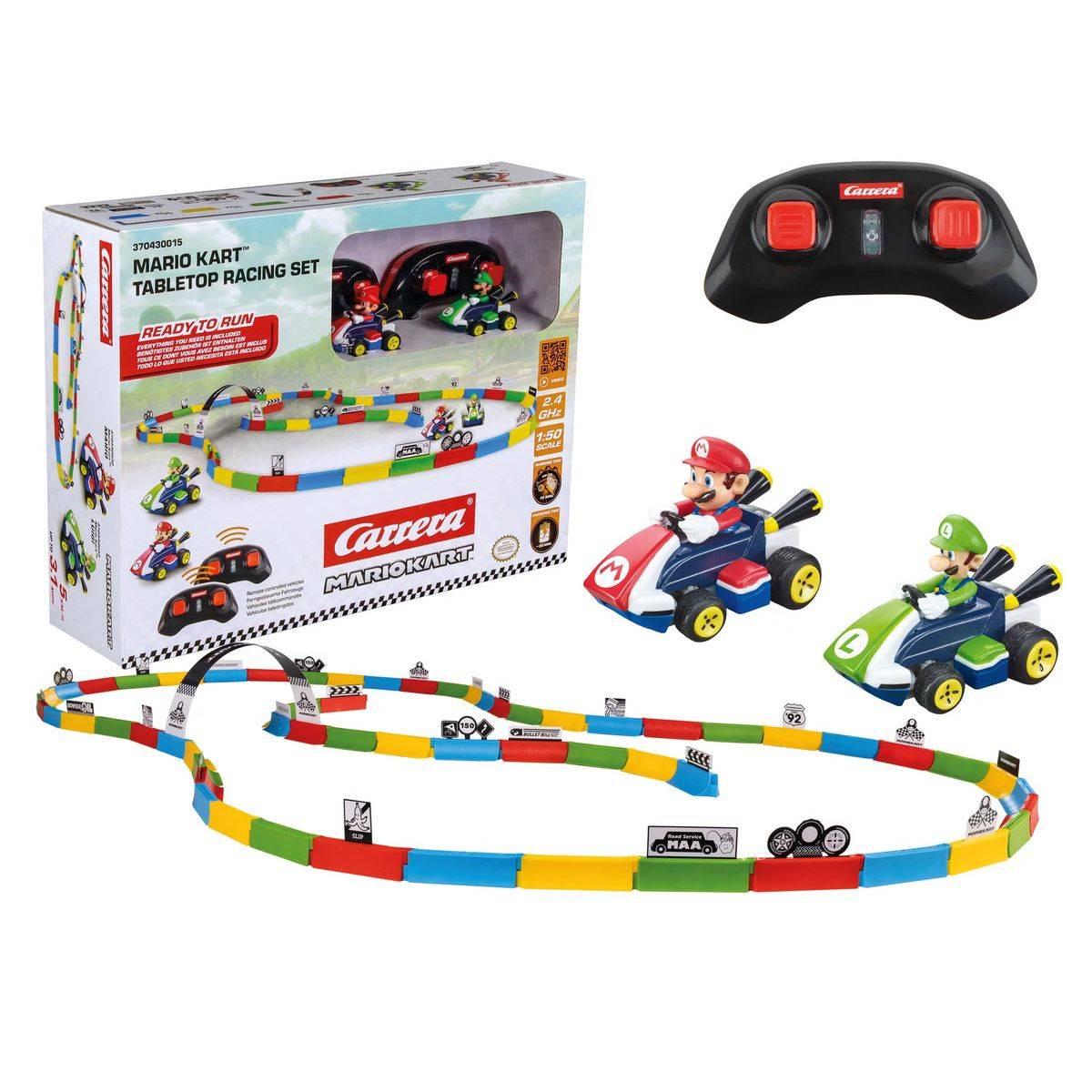 Carrera Nintendo Mario Kart Tabletop Racing Set with Mario & Luigi Slot Cars 1:50, 3+ years