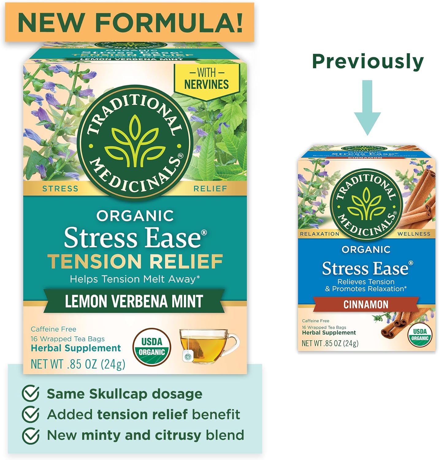 Traditional Medicinals Tea Cinnamon Stress Ease Organic, 16 Ct