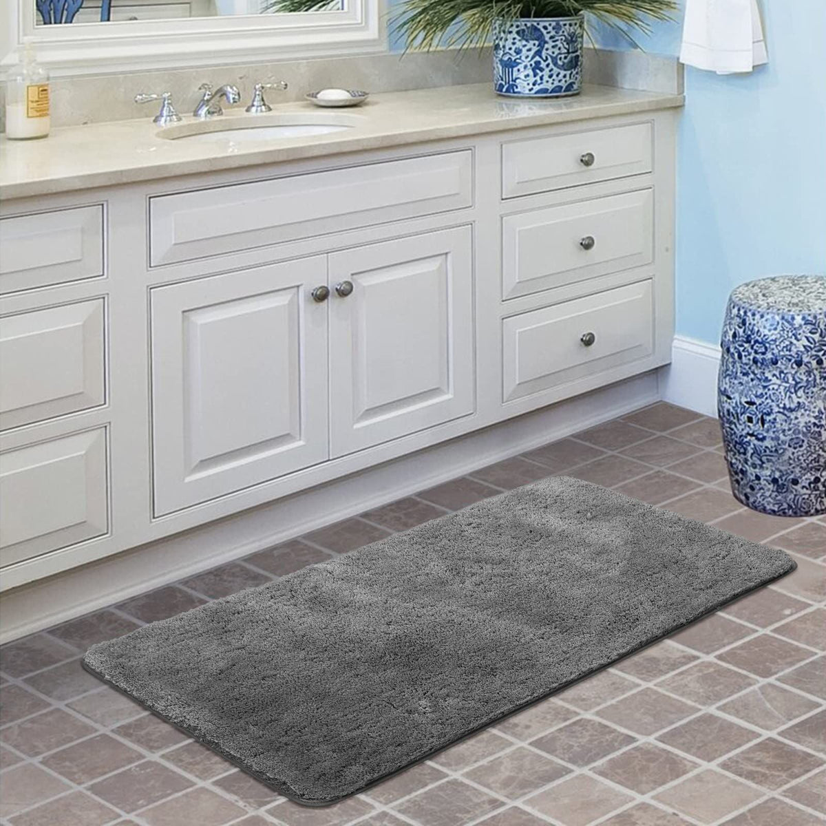 AIESY® Non Slip Washable Shag Fluffy Bathroom Rug