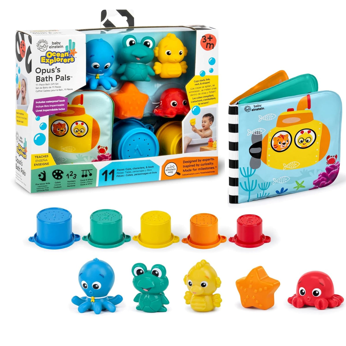 Baby Einstein Ocean Explorers Opus Bath Pals Bath Gift Set, 11 Pieces, 3 Months+