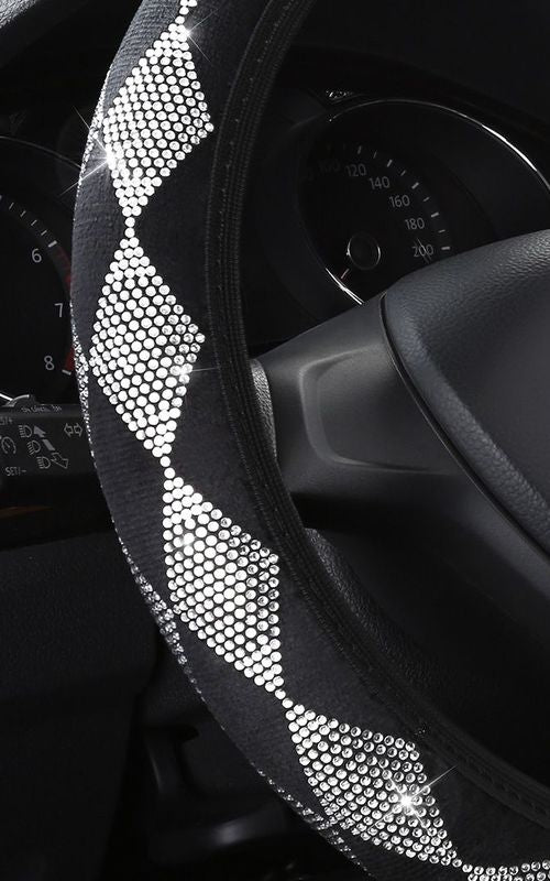 Diamond Car Steering Wheel Cover Bling Rhinestone Grip Luxury Vehicle Decoration