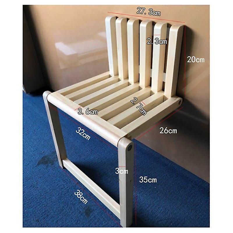 Wall Mounted Folding Chair Solid Wood Bathroom Stool Home Entrance Shoe Changing Stool Thin Concealed Footstool