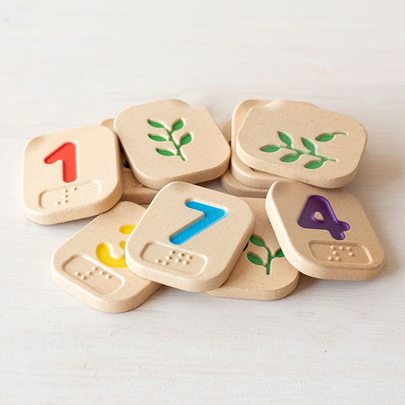 PlanToys Braille Numbers 1-10 — Wooden Braille Learning Set
