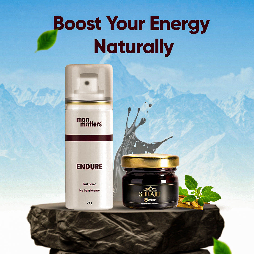 Man Matters Endure Long Last Non Transferable Spray For Men 20g and Wow Life Science Himalayan Shilajit Ashwagandha 20g