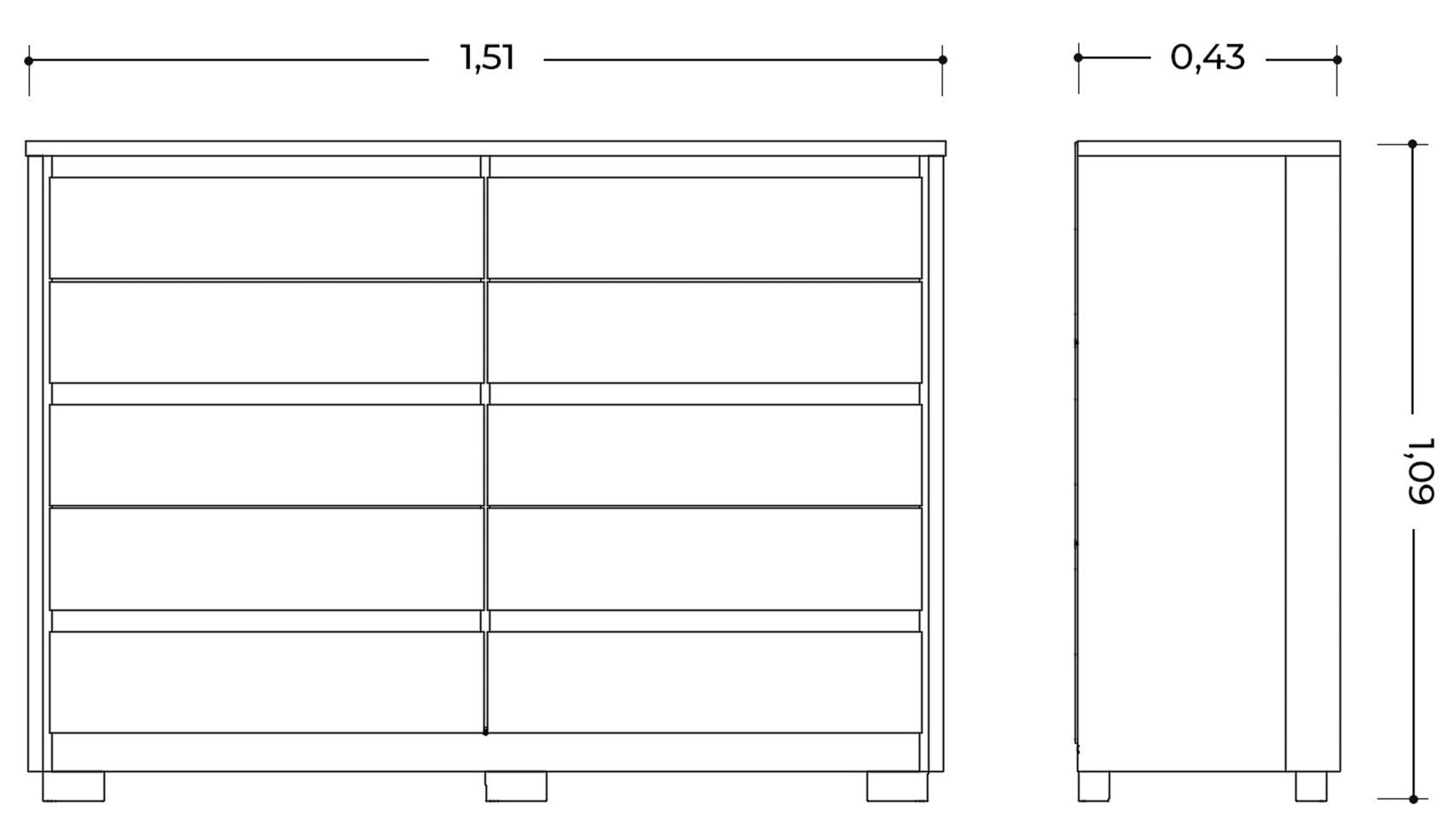 Duetto 10 Drawer Dresser