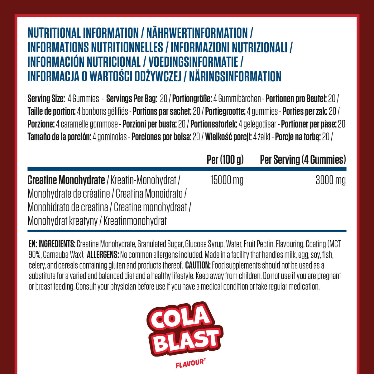 AN CREATINE GUMMIES 3000MG MILLIONS BLACKCURRANT