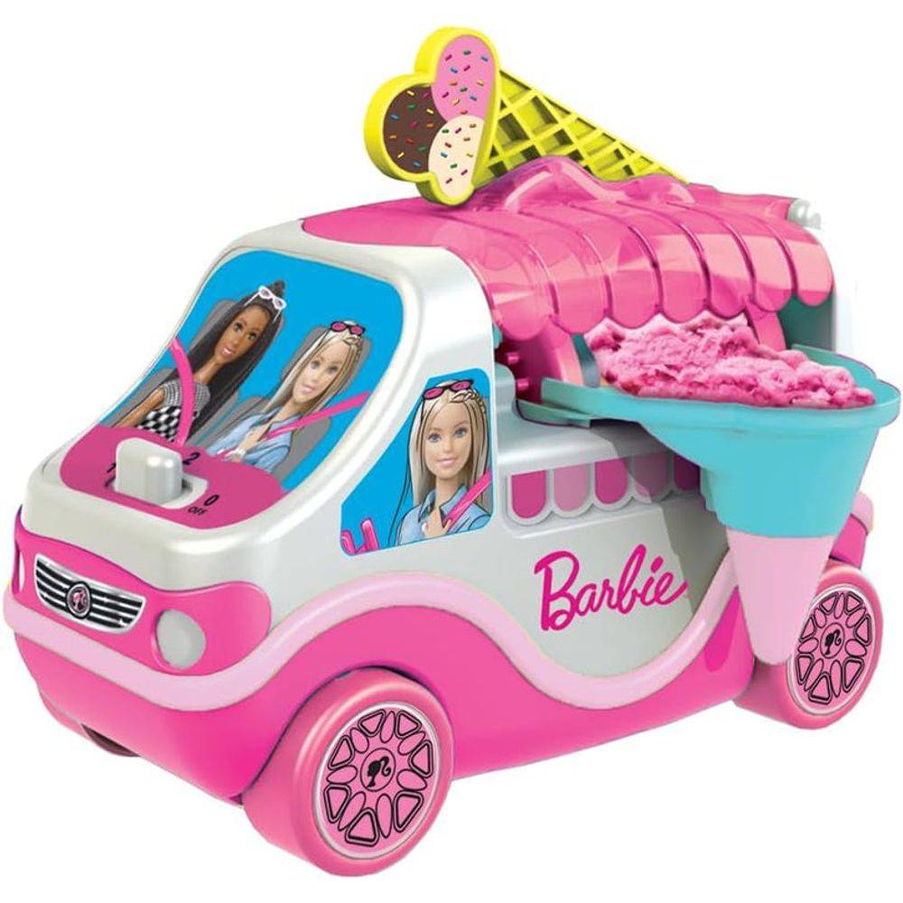 Barbie Ice Cream Truck Playset, Interactive Dessert Truck Toy with Accessories, 32.5 x 16 x 24.3cm