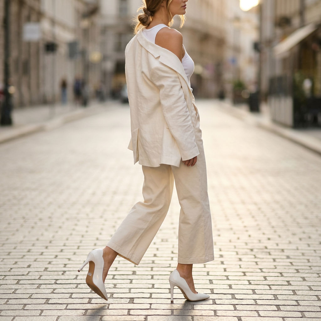 KOAN Onde Piane White Curved-Topline Stiletto Pump