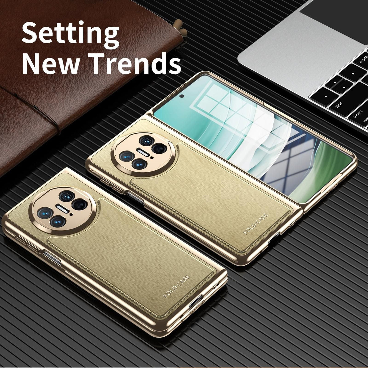 Plating Silver Brocade Case For Huawei Mate X5