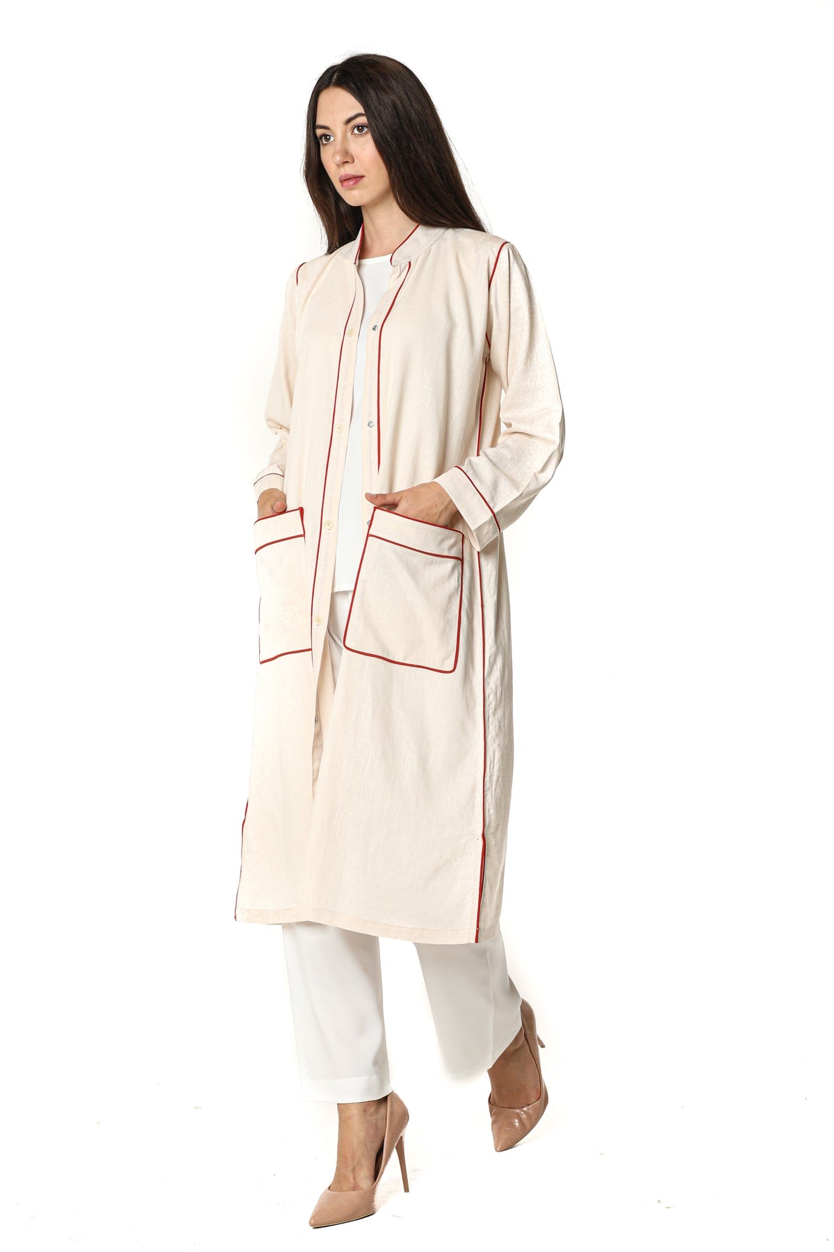 MOiSTREET Linen Fabric with Crepe Top and Pants
