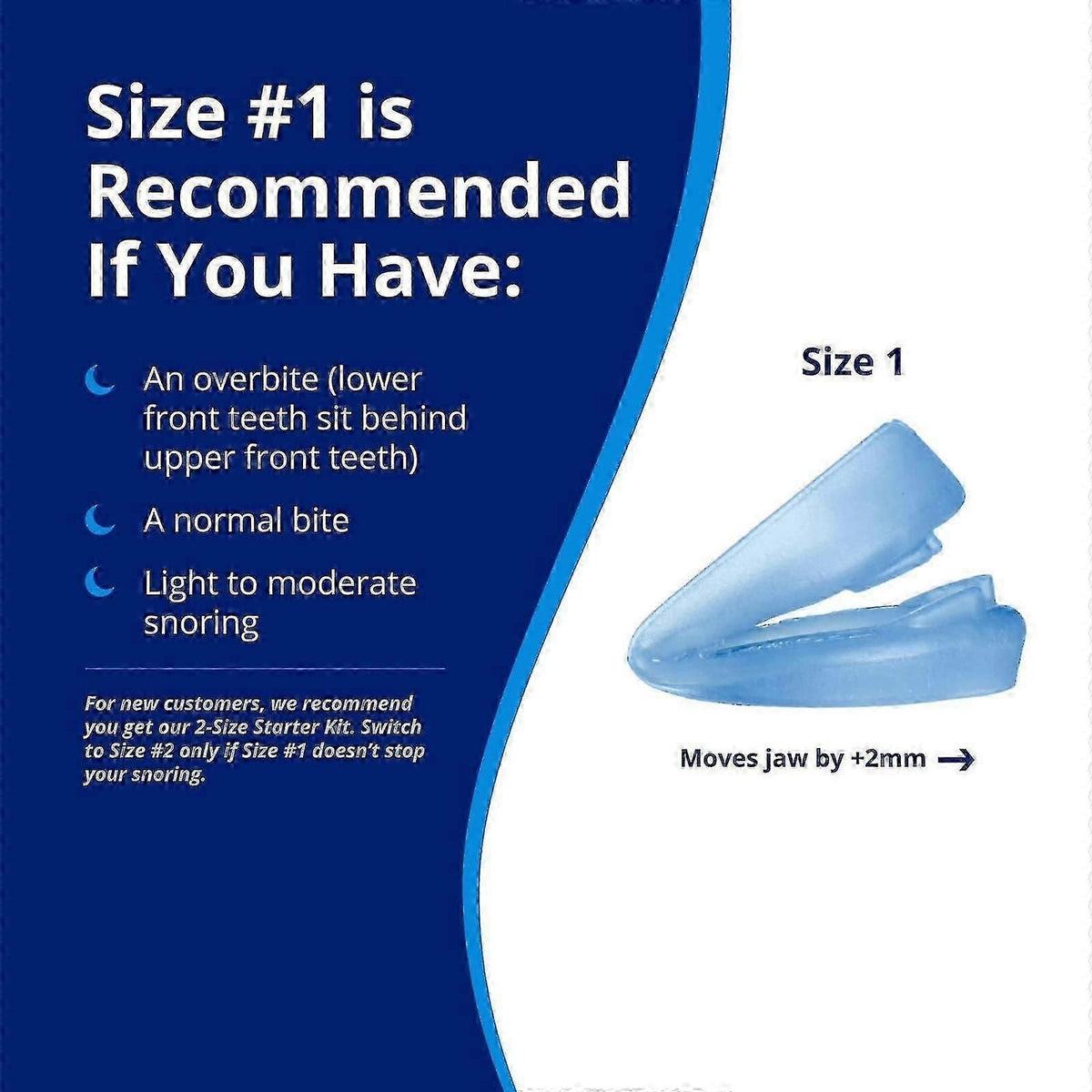 Anti-Snoring Mouthpiece Comfort Size 1 Single Refill Blue Bpa-Free