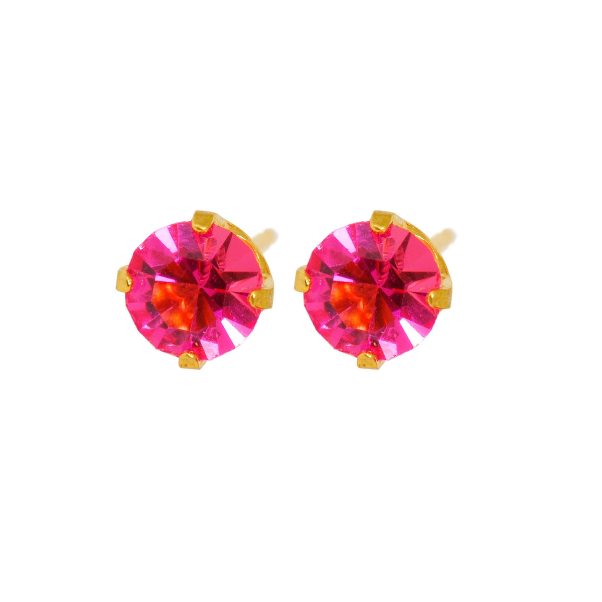 Caflon Fashion Sense Gold Plated Rose Zirconia Tiffany Earring, 5mm