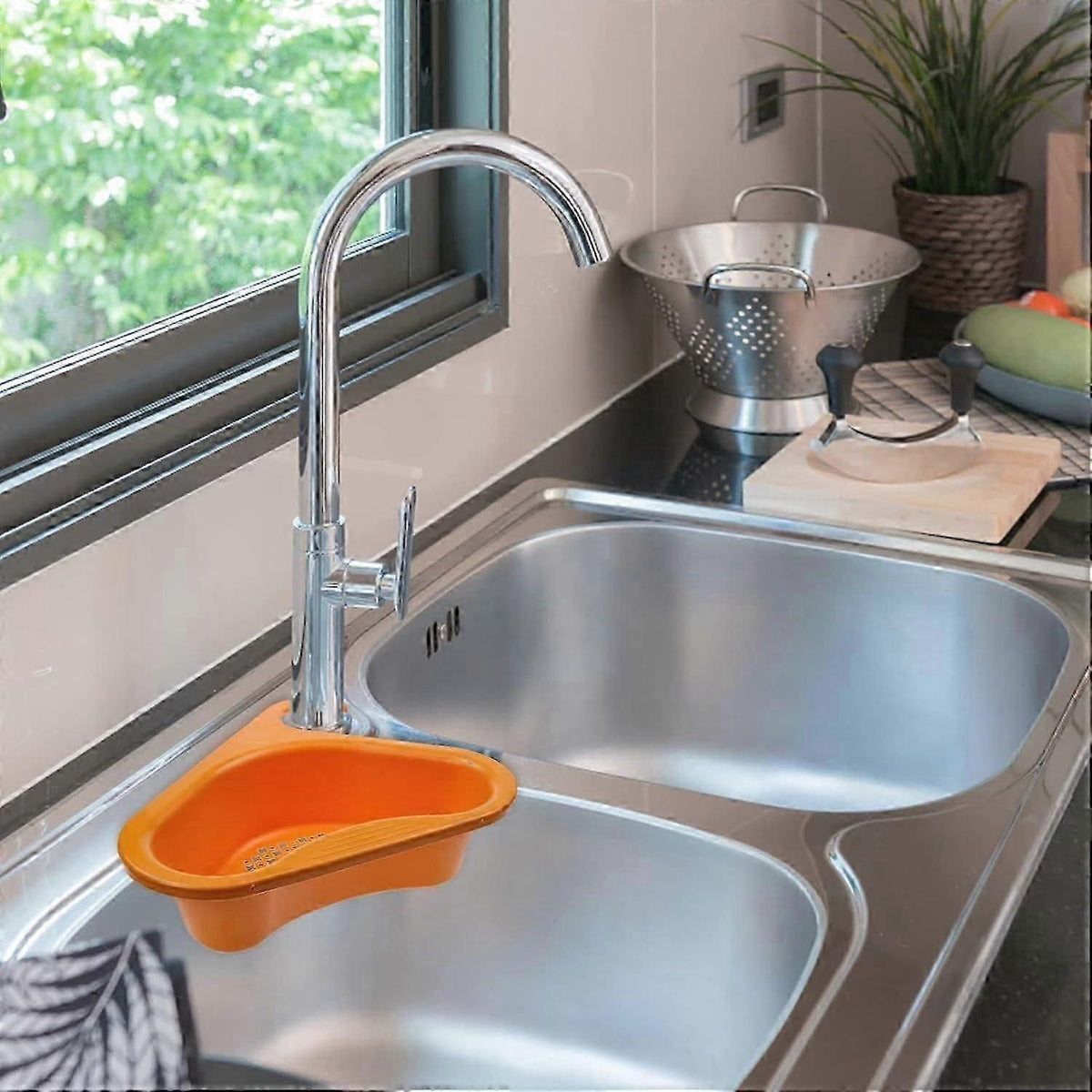 4pcs Triangle Drain Rack Sink Storage Holder Plastic Hanging Sink Filter