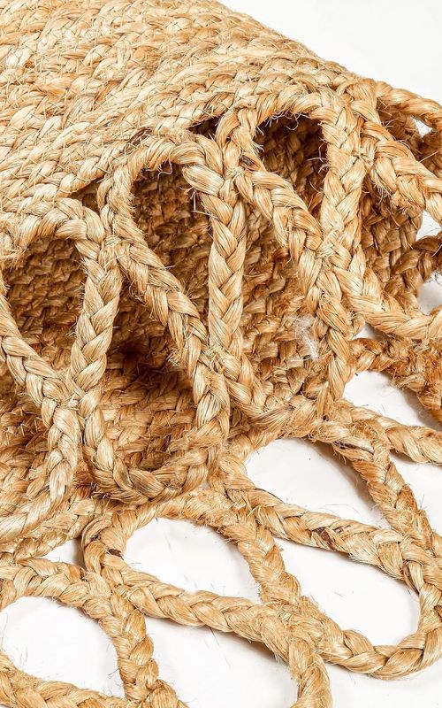 Natural Round Jute Rug with Loop Fringe | Handmade Eco-Friendly Area Rug