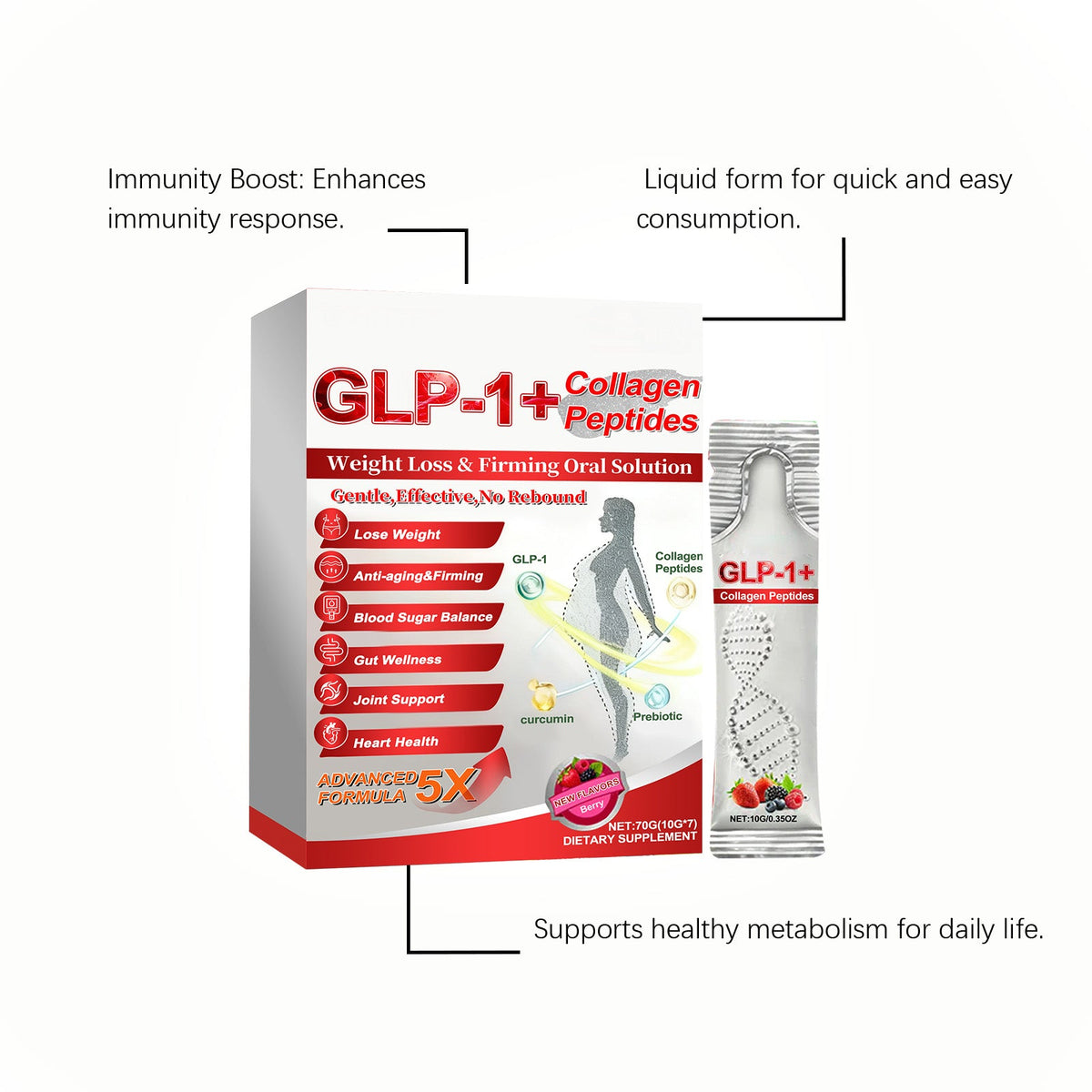 Boost Your Health with Probiotic Liquid Drink, Daily Dietary Supplement for Gut & Skin ,70g