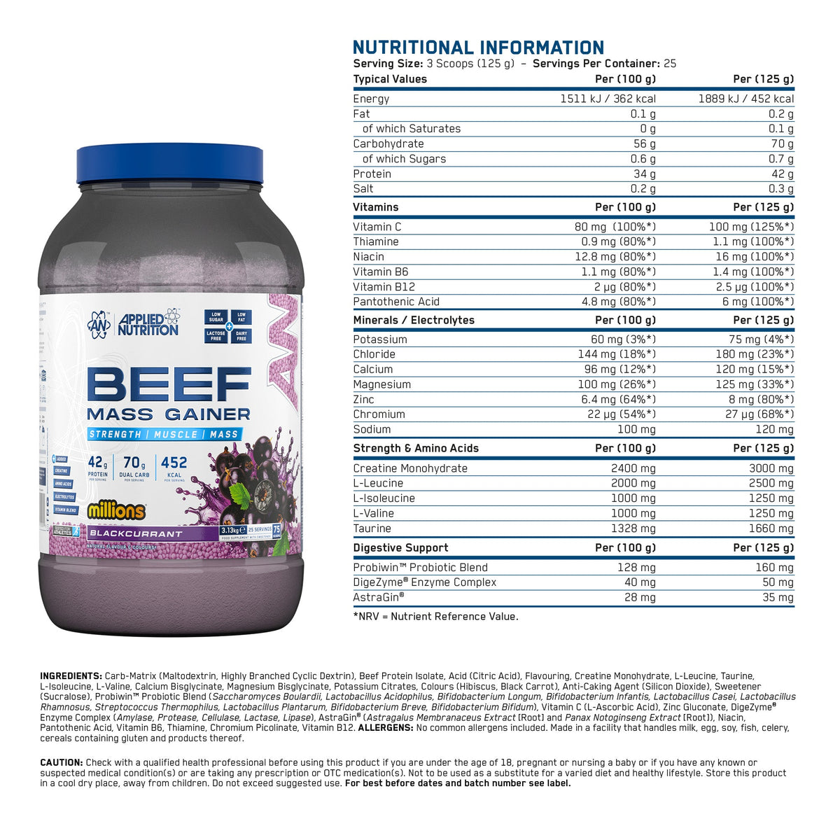 AN BEEF MASS GAINER FROZEN BERRIES 3.13 KG