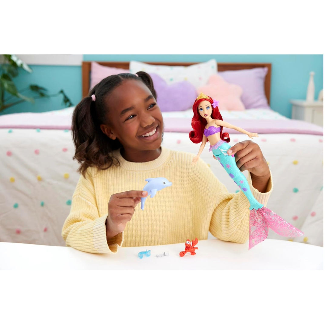 Disney Princess The Little Mermaid Ocean Friends Ariel Swimming Mermaid Doll With Squirt Toy, For Age 3+ Years