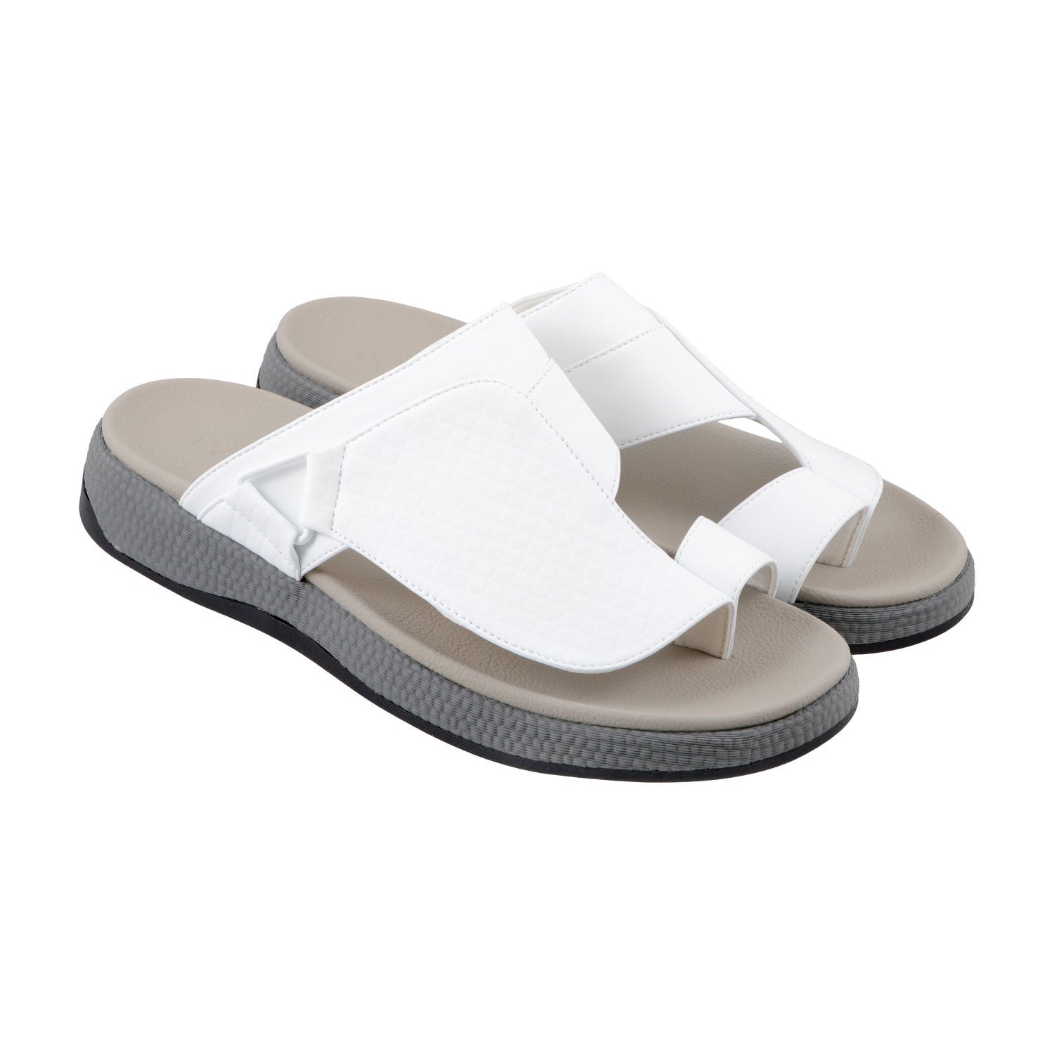 AL FANOOS Men's Arabic Style Sandals with PU Leather Upper, EVA Cushioning & TPR Sole, AFNMN0000908WHT