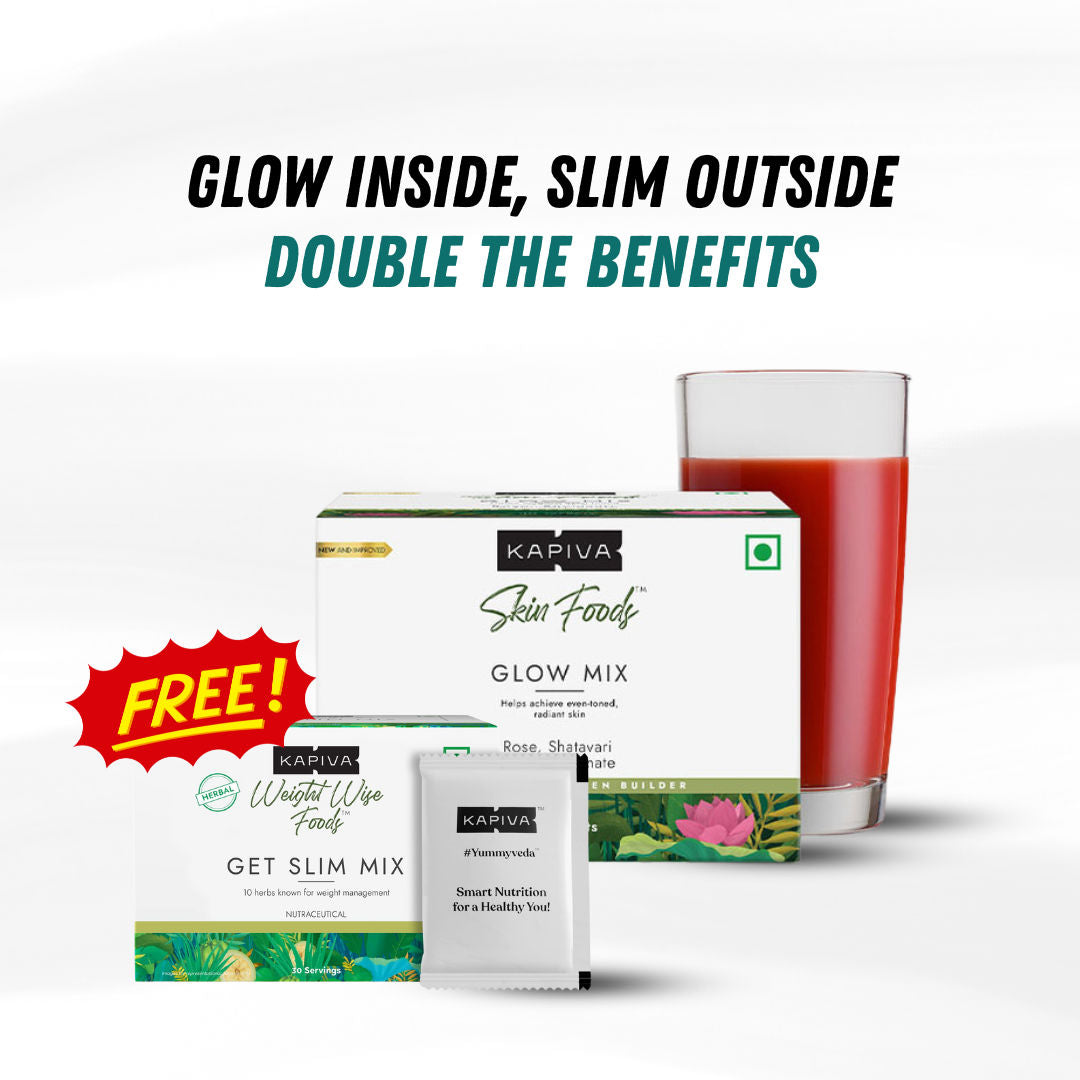 KAPIVA Glow Mix Rose, Shatavari & Pomegranate 30 Sachets + Free Kapiva Get Slim Mix (Powder)150 gms