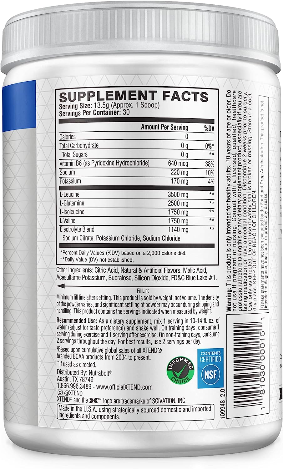 XTEND ORIGINAL BCAA BLUE RASPBERRY ICE