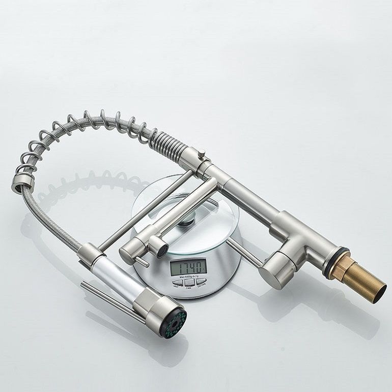 Kitchen Rotatable Spring Faucet , Specification: Brushed Brushed Silver
