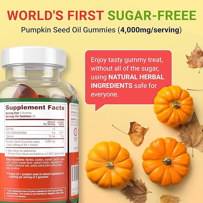 Purify Life World's First Sugar-Free Pumpkin Seed Oil Gummies 60