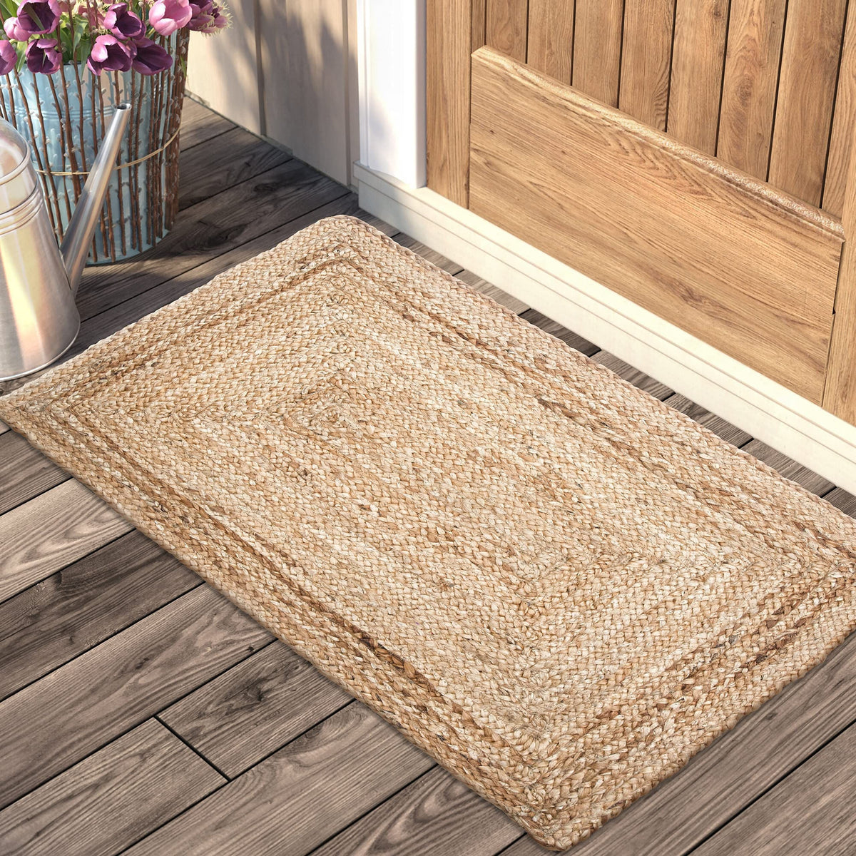 Jute Area Natural Hand Made Braided Reversible Rug 2x3