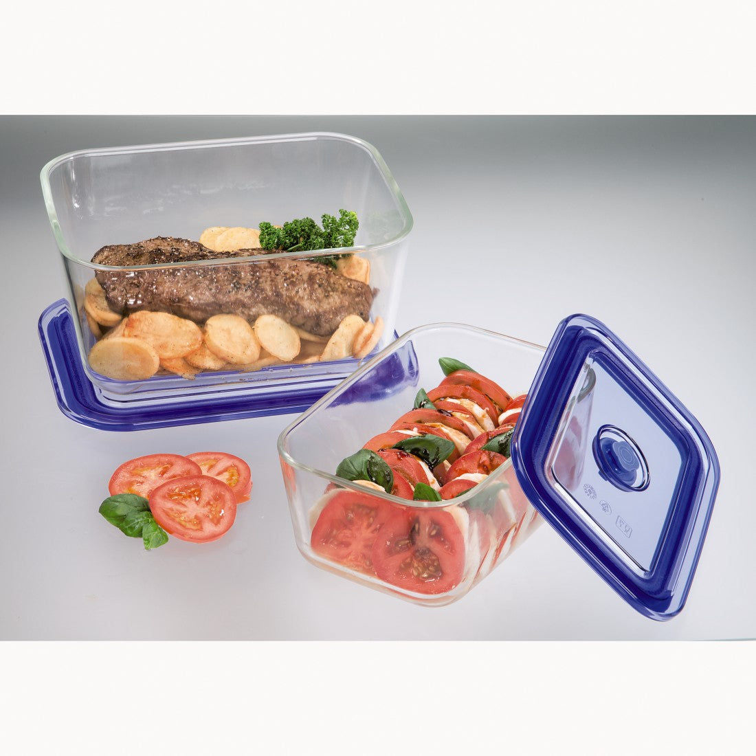 XAVAX 111531 Oven Dish/Food Storage Set made of Glass, 2 pcs., angular, 1500 ml, 3050 ml