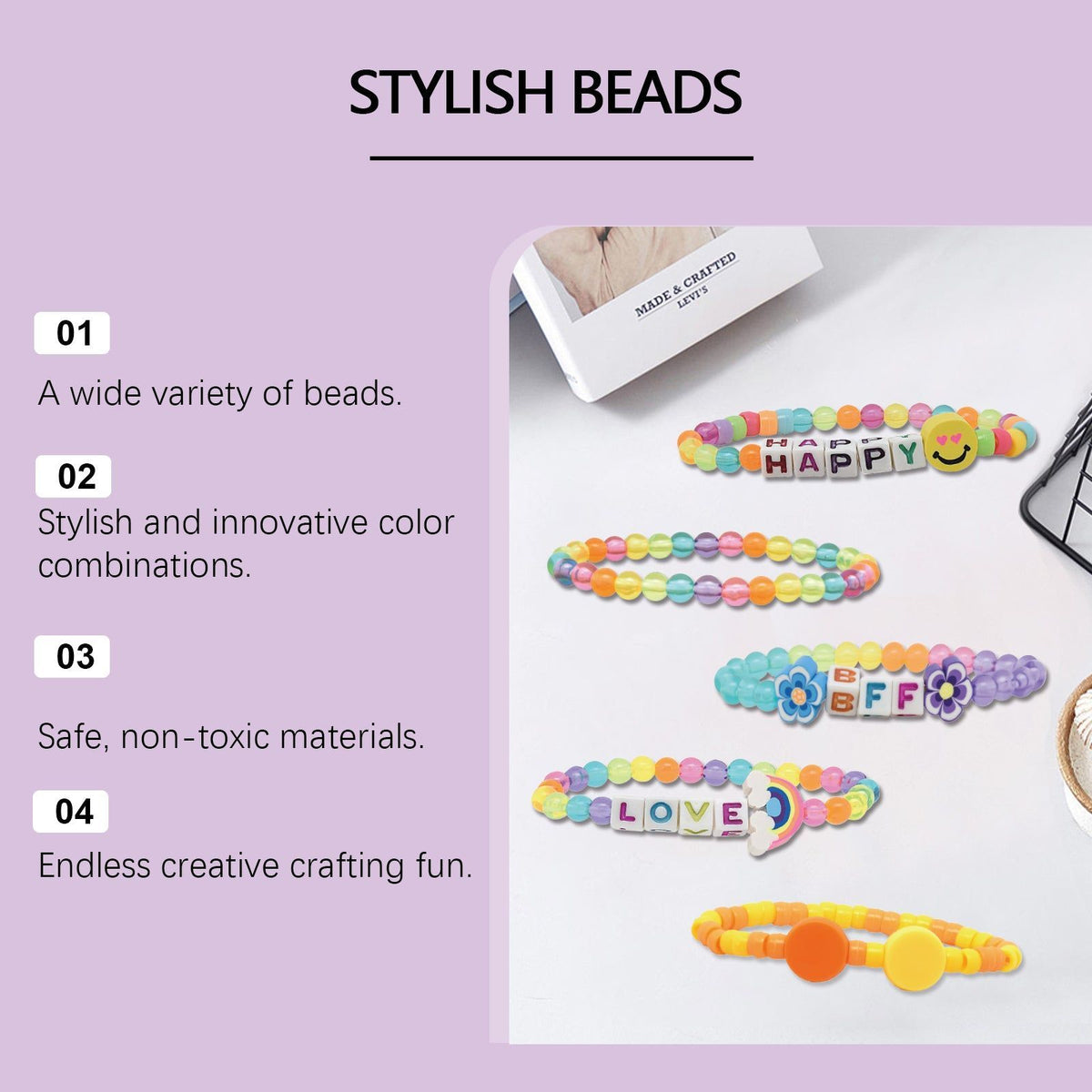 Creative DIY Beaded Bracelet Gift Box for Kids, Parent-Child Fun, Safe & Stylish ,1pcs