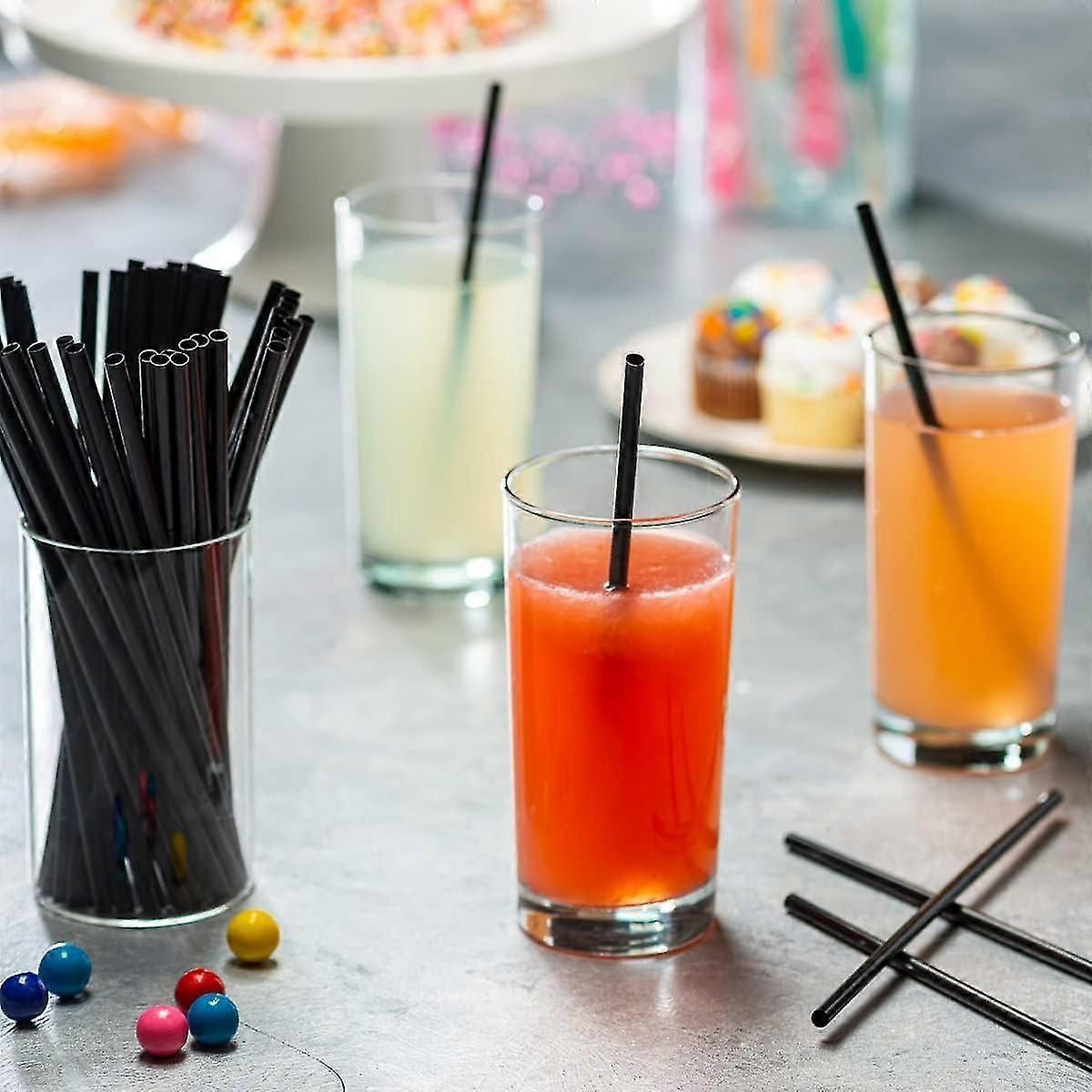 [500 Pack] Disposable Plastic Drinking Straws - 10" High - Black zxin