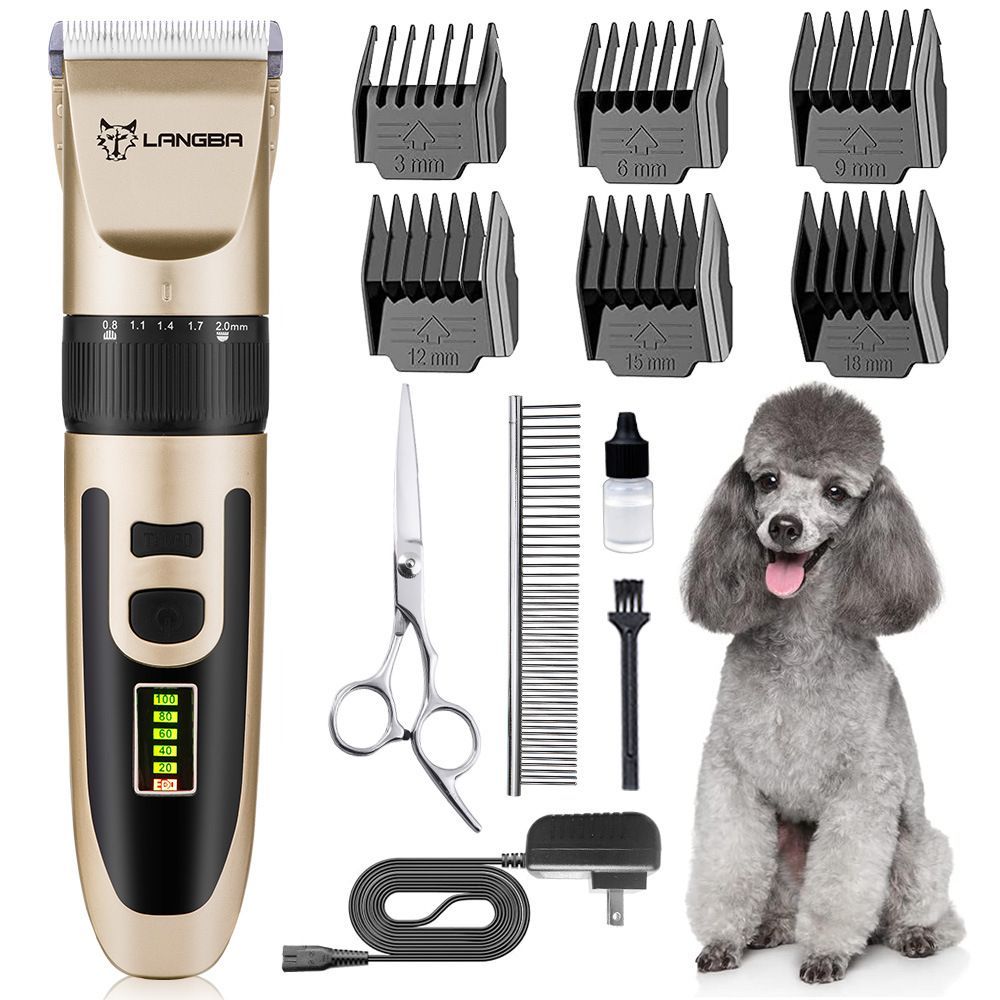 Gold Pet Hair Clipper Kit with 6 Guide Combs