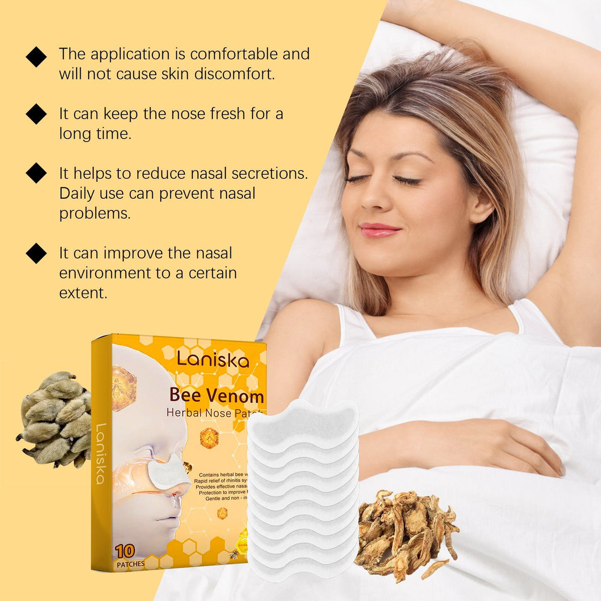 Bee Venom Nasal Patch, Relieve Nasal Congestion, Natural Relief, Daily Comfort ,10pcs