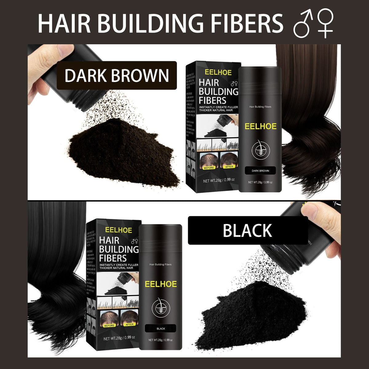 Hair Building Fiber Powder for Thinning Hair Thickening 28g
