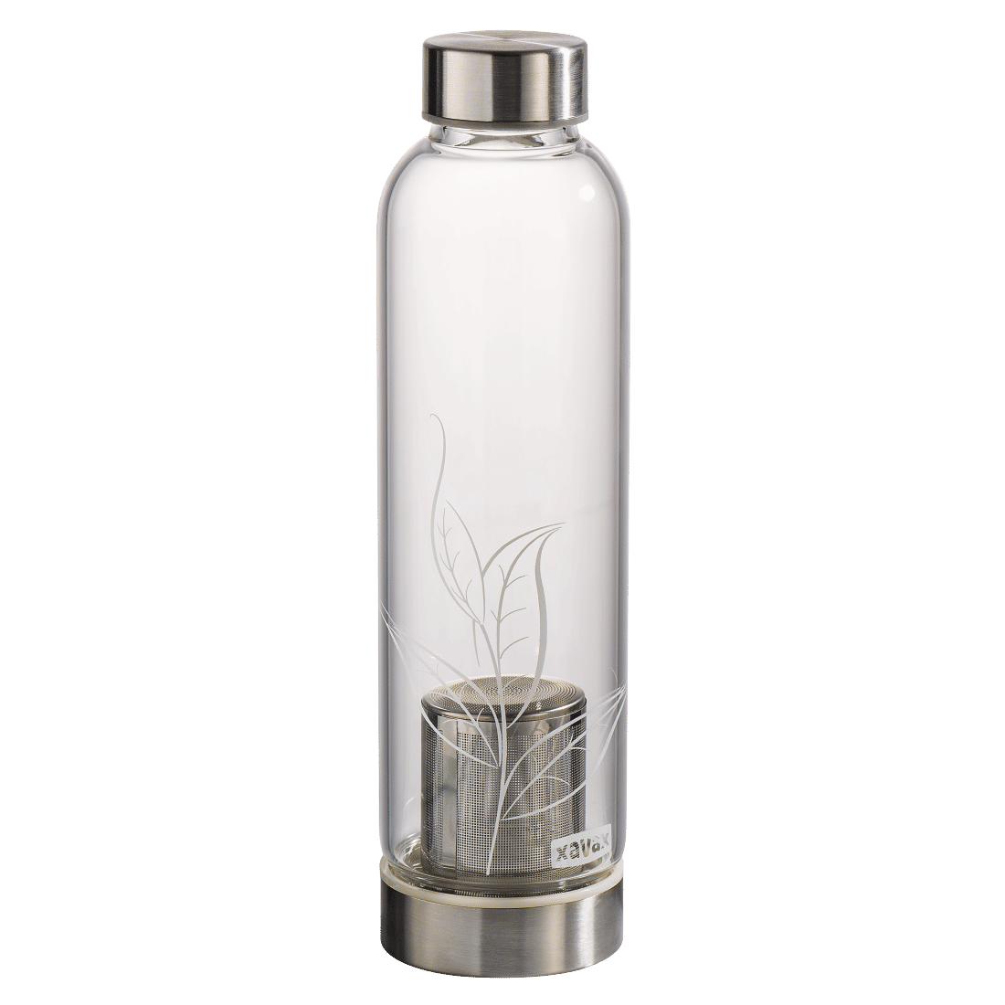 XAVAX 111233 Glass Drinking Bottle with Sieve and Neoprene Sleeve, 500 ml, black