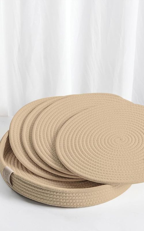 AIESY® Beautiful Round Woven Cotton Rope Placemats Set