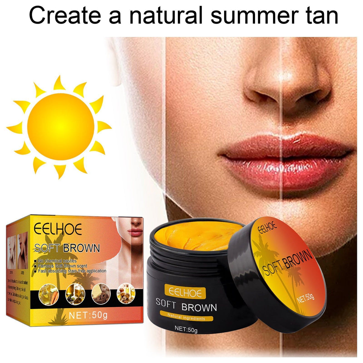 Create a Natural Summer Tan, Aloe Vera Darkening Cream, Sunbathing & Skin Repair ,50g