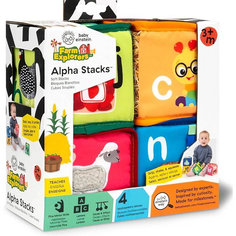 Baby Einstein Farm Explorers Alpha Stacks Soft Blocks, 3 Months+