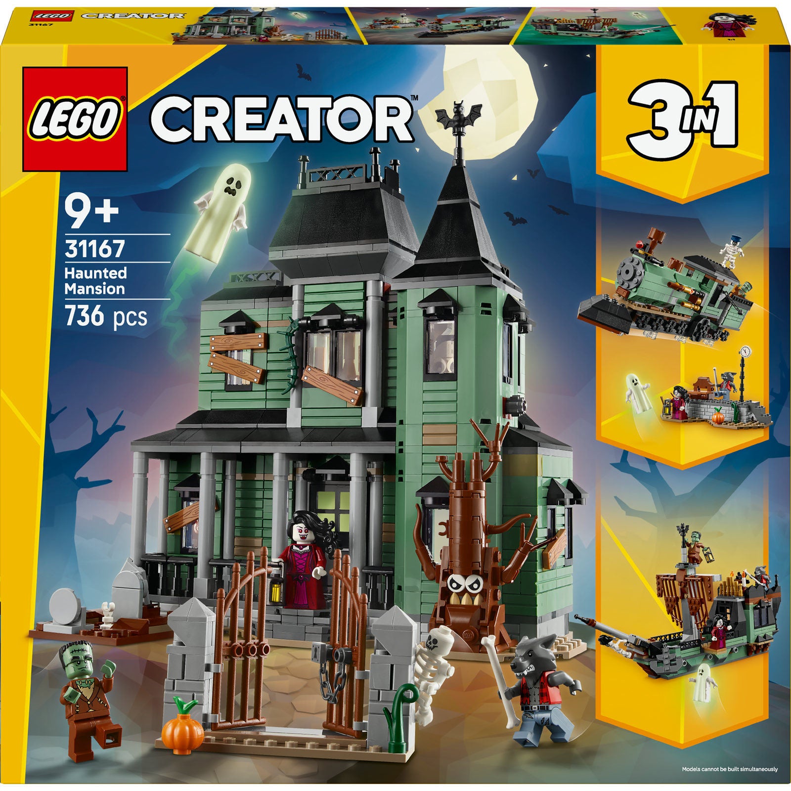 LEGO Creator 3in1 Haunted Mansion 31167 Toy Building Set, For Age 9+ Years