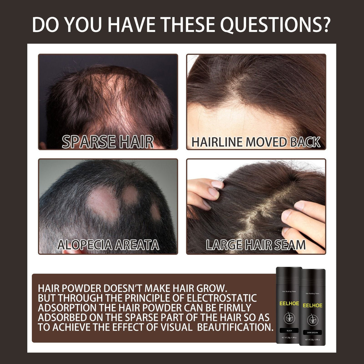 Hair Building Fiber Powder for Thinning Hair Thickening 28g