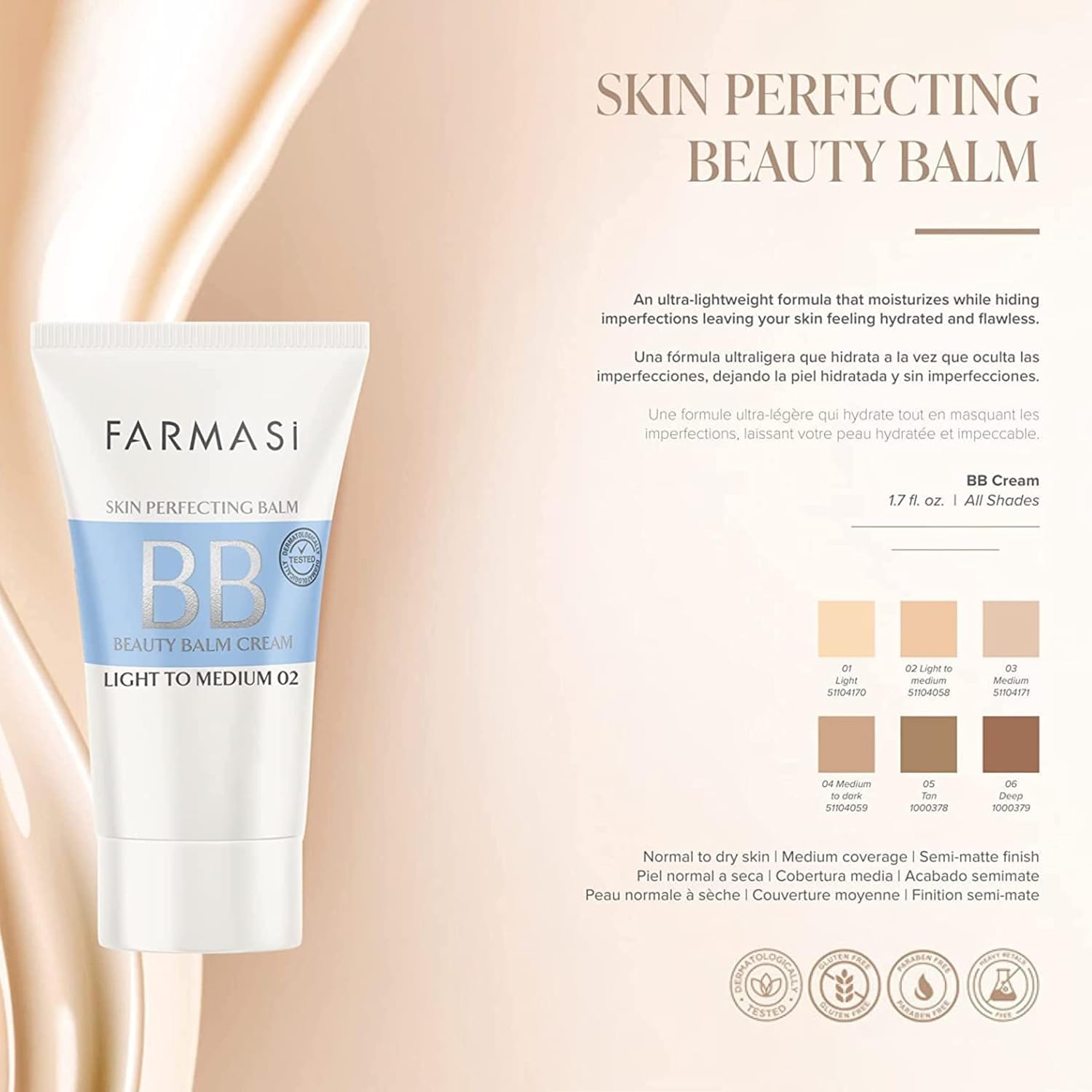 Farmasi BB Cream Light To Medium, 50ml, No.02