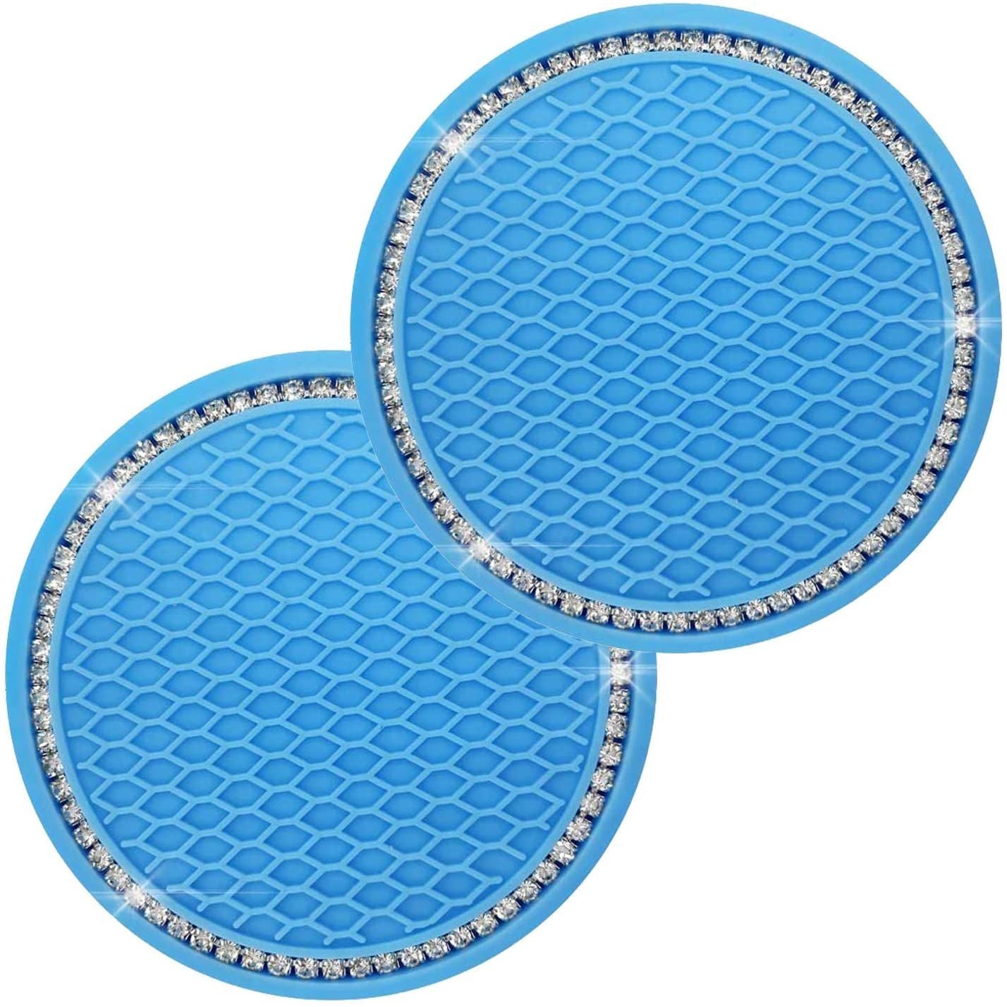2 Pack Bling Car Cup Coaster Rhinestone Anti Slip Insert Coasters 2.75 inch